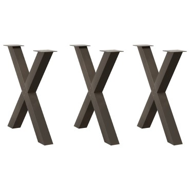vidaXL Πόδια τραπεζαρίας σχήματος Χ 3 τεμ. Φυσικό ατσάλι 70x(72-73)cm