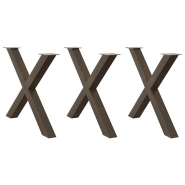 vidaXL Πόδια τραπεζαρίας σχήματος Χ 3 τεμ. Φυσικό ατσάλι 90x(72-73)cm