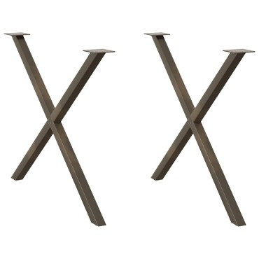 vidaXL Πόδια τραπεζαρίας σε σχήμα Χ 2 τεμ. Φυσικό ατσάλι 90x(72-73)cm