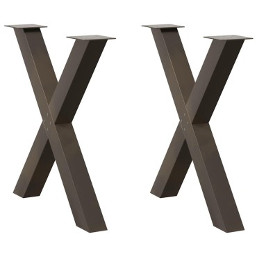 vidaXL Πόδια τραπεζαρίας σε σχήμα Χ 2 τεμ. Φυσικό ατσάλι 80x(72-73)cm