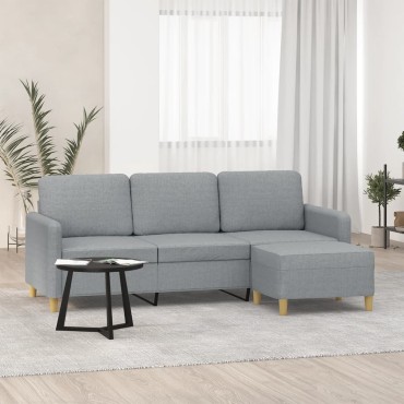 vidaXL Καναπές Τριθέσιος Αν. Γκρι Υφασμάτινος με Υποπόδιο 198x77x80cm 1 τεμ.