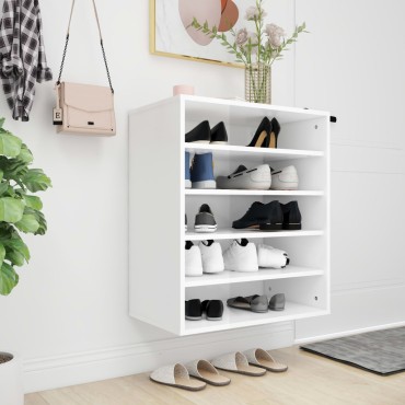 vidaXL Παπουτσοθήκη Γυαλιστερό Λευκό 60x35x70cm από Μοριοσανίδα