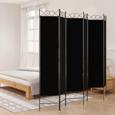 vidaXL Διαχωριστικό Δωματίου με 6 Πάνελ Μαύρο 240x200cm από Ύφασμα 1 τεμ.