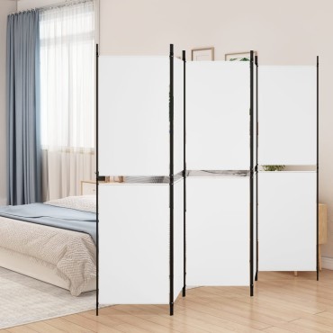 vidaXL Διαχωριστικό Δωματίου με 5 Πάνελ Λευκό 250x180cm από Ύφασμα 1 τεμ.