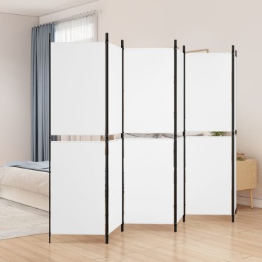 vidaXL Διαχωριστικό Δωματίου με 6 Πάνελ Λευκό 300x180cm από Ύφασμα 1 τεμ.