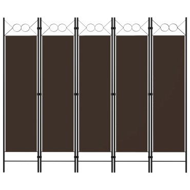 vidaXL Διαχωριστικό Δωματίου με 5 Πάνελ Καφέ 200x180cm 1 τεμ.