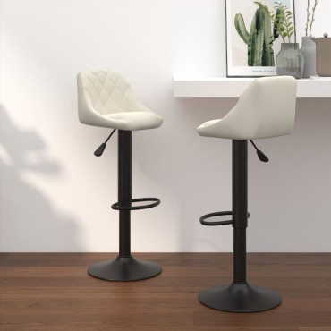 vidaXL Σκαμπό Μπαρ 2 τεμ. Κρεμ Βελούδινα 46x44x(82-103)cm
