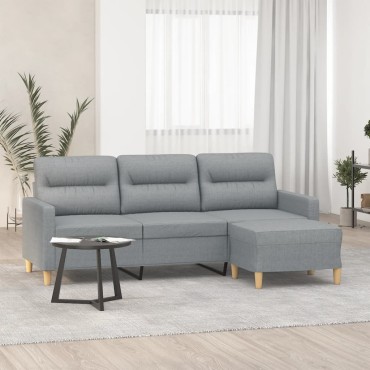vidaXL Καναπές Τριθέσιος Αν. Γκρι Υφασμάτινος με Υποπόδιο 198x77x80cm 1 τεμ.