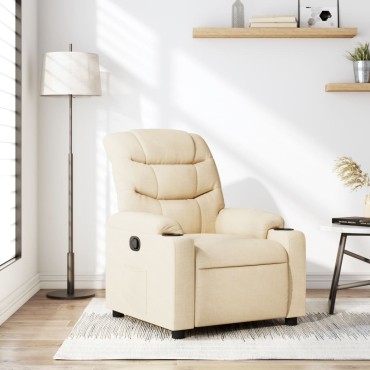 vidaXL Πολυθρόνα Ανακλινόμενη Κρεμ Υφασμάτινη 75,5x93x99,5cm 1 τεμ.