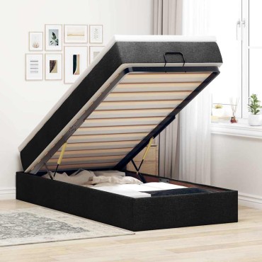 vidaXL Οθωμανικό κρεβάτι με στρώμα Μαύρο 90x200cm Ύφασμα