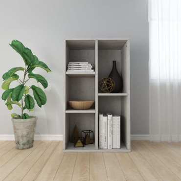 vidaXL Ραφιέρα/Βιβλιοθήκη Γκρι Σκυροδέματος 50x25x80cm Επεξ. Ξύλο 1 τεμ.