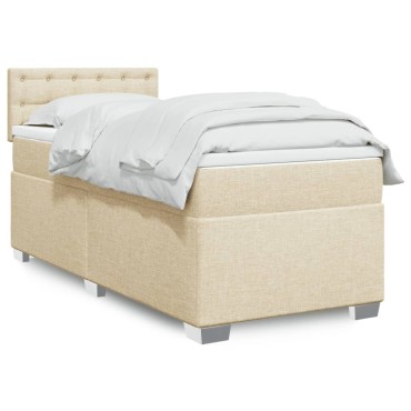 vidaXL Κρεβάτι Boxspring με Στρώμα Κρεμ 80 x 200 εκ. Υφασμάτινο
