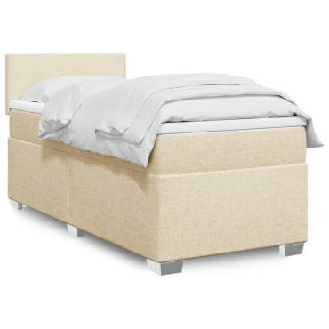 vidaXL Κρεβάτι Boxspring με Στρώμα Κρεμ 80 x 200 εκ. Υφασμάτινο