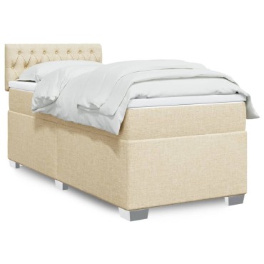 vidaXL Κρεβάτι Boxspring με Στρώμα Κρεμ 80 x 200 εκ. Υφασμάτινο