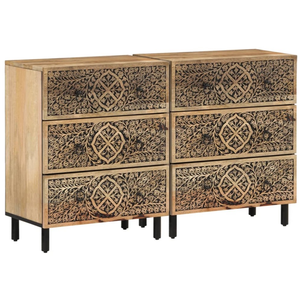 vidaXL Βοηθητικά Ντουλάπια 2 τεμ. 60x33x75cm από Μασίφ Ξύλο Μάνγκο