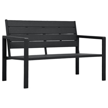 vidaXL Παγκάκι Κήπου Μαύρο με Όψη Ξύλου από HDPE 120x64x78cm 1 τεμ.