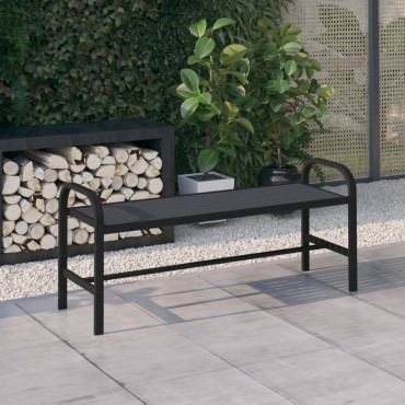 vidaXL Παγκάκι Κήπου Μαύρο από Ατσάλι / WPC 124,5x40,5x56,5cm 1 τεμ.