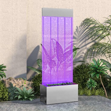 vidaXL Στήλη Με Φούσκες και Φώτα LED RGB 110 εκ. Ανοξ. Ατσάλι/Ακρυλικό