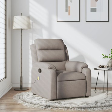 vidaXL Πολυθρόνα Μασάζ Ανακλινόμενη Taupe Υφασμάτινη 75x92,5x100cm 1 τεμ.