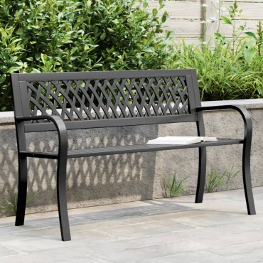 vidaXL Παγκάκι Κήπου Μαύρο Ατσάλινο 120x53x75cm 1 τεμ.