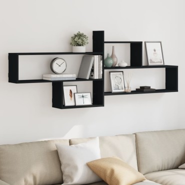 vidaXL Ράφι Τοίχου Μαύρη 167,5x18x68cm από Επεξεργασμένο Ξύλο 1 τεμ.