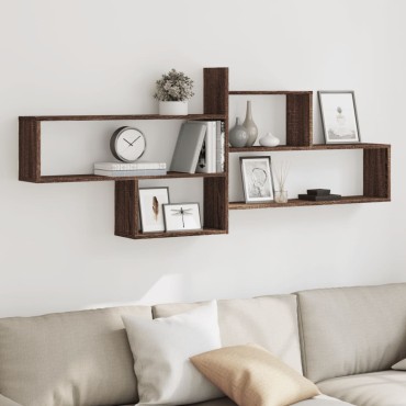 vidaXL Ραφιέρα Τοίχου Καφέ Δρυς 167,5x18x68cm Επεξεργασμένο Ξύλο 1 τεμ.