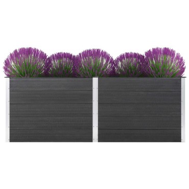 vidaXL Ζαρντινιέρα Υπερυψωμένη Γκρι 250 x 100 x 91 εκ. από WPC