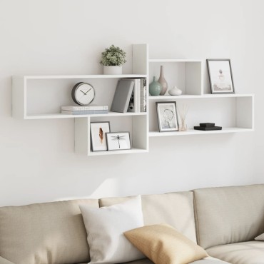 vidaXL Ράφι Τοίχου Λευκό 167,5x18x68cm από Επεξεργασμένο Ξύλο 1 τεμ.