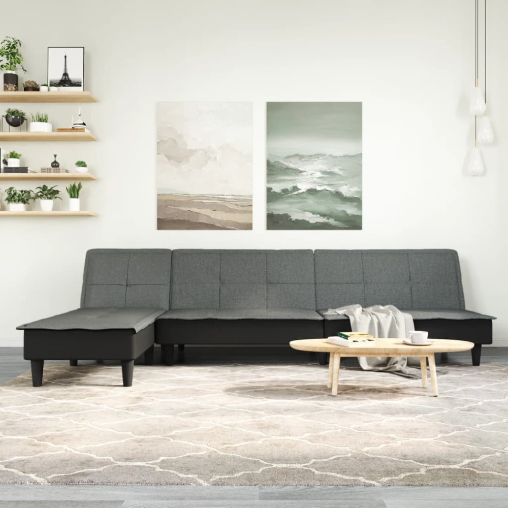 vidaXL Καναπές Κρεβάτι Γωνιακός Σκούρο Γκρι 255x140x70cm Υφασμάτινος 1 τεμ.