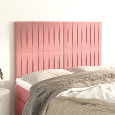 vidaXL Κεφαλάρια Κρεβατιού 4 τεμ. Ροζ 72x5x78/88cm Βελούδινα