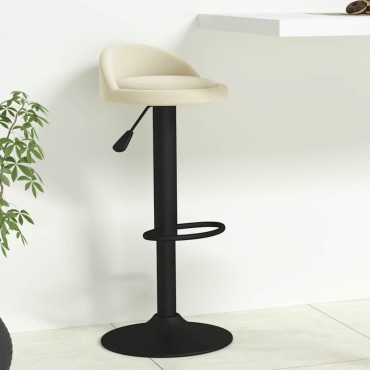 vidaXL Σκαμπό Μπαρ Κρεμ Βελούδινο 36x38x(72-94)cm 1 τεμ.