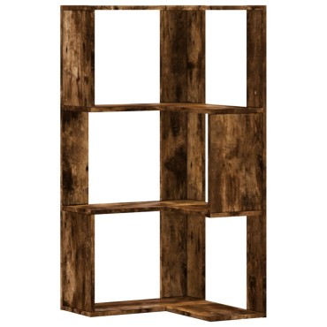 vidaXL Βιβλιοθήκη Γωνιακή 3 Επ. Καπνιστή Δρυς 50x50x102cm Επεξ. Ξύλο 1 τεμ.