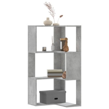 vidaXL Βιβλιοθήκη Γωνιακή 3 Επ. Γκρι Σκυροδέμ. 50x50x102cm Επεξ. Ξύλο 1 τεμ.