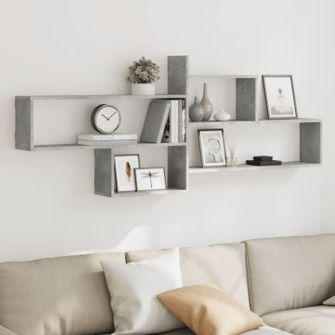 vidaXL Ράφι Τοίχου Γκρι Σκυροδέματος 167,5x18x68cm από Επεξ. Ξύλο 1 τεμ.