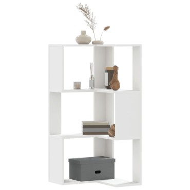 vidaXL Βιβλιοθήκη Γωνιακή 3 Επ. Λευκή 50x50x102cm Επεξ. Ξύλο 1 τεμ.