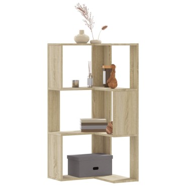 vidaXL Βιβλιοθήκη Γωνιακή 3 Επ. Sonoma Δρυς 50x50x102cm Επεξ. Ξύλο 1 τεμ.
