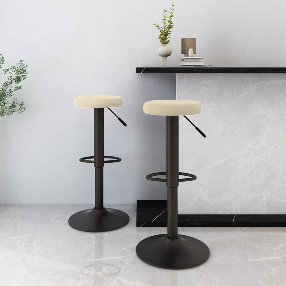 vidaXL Σκαμπό Μπαρ 2 τεμ. Κρεμ Βελούδινα 31x(58-78)cm