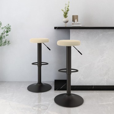 vidaXL Σκαμπό Μπαρ 2 τεμ. Κρεμ Βελούδινα 31x(58-78)cm