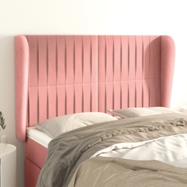 vidaXL Κεφαλάρι με Πτερύγια Ροζ 147x23x118/128cm Βελούδινο 1 τεμ.