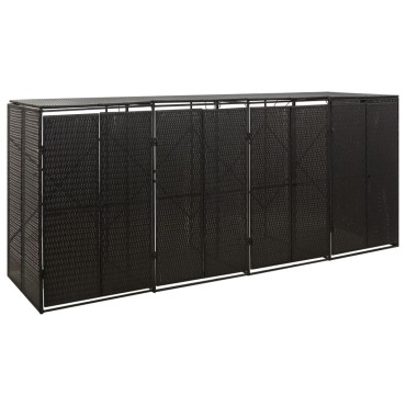 vidaXL Πλαίσιο για Κάδο Απορρ. με Ρόδες Μαύρο 274x80x117εκ Συνθ. Ρατάν
