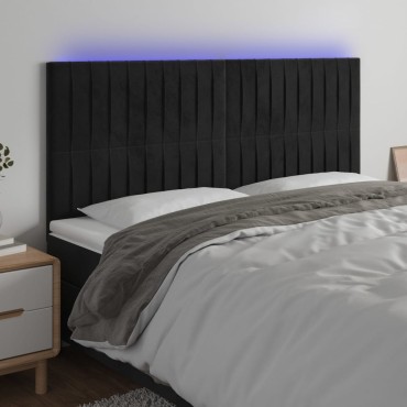 vidaXL Κεφαλάρι Κρεβατιού LED Μαύρο 160x5x118/128cm Βελούδινο 1 τεμ.