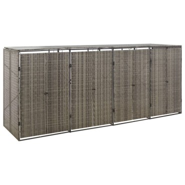 vidaXL Πλαίσιο για Κάδο Απορρ. με Ρόδες Γκρι 274x80x117 εκ Συνθ. Ρατάν