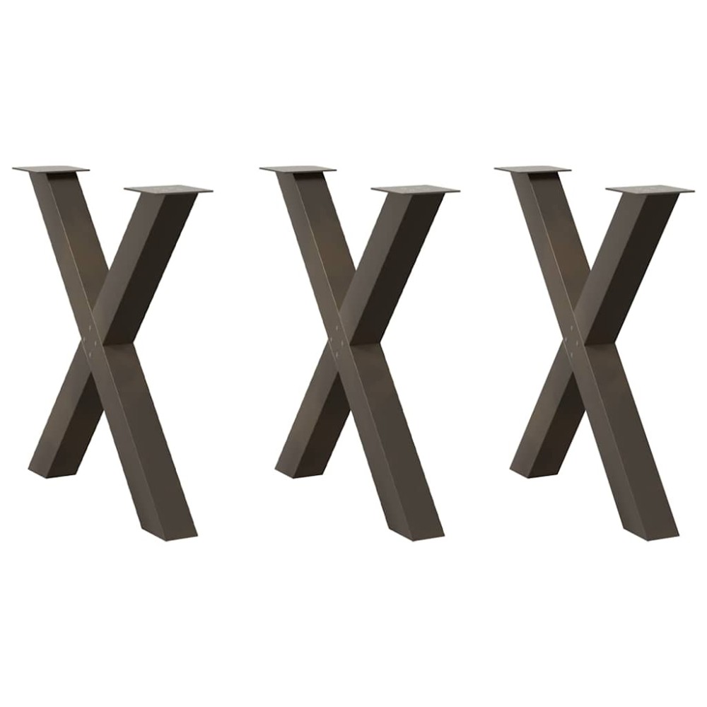 vidaXL Πόδια τραπεζαρίας σχήματος Χ 3 τεμ. Φυσικό ατσάλι 80x(72-73)cm