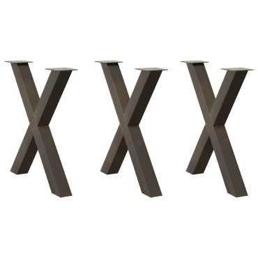 vidaXL Πόδια τραπεζαρίας σχήματος Χ 3 τεμ. Φυσικό ατσάλι 80x(72-73)cm