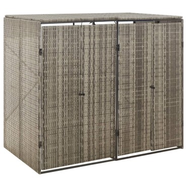 vidaXL Πλαίσιο για Κάδο Απορρ. με Ρόδες Γκρι 140x80x117 εκ Συνθ. Ρατάν