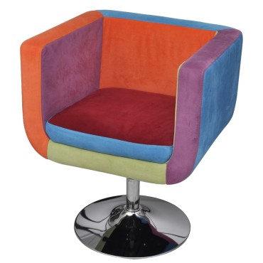 vidaXL Πολυθρόνα Cube με Σχέδιο Patchwork Υφασμάτινη 63x57x(66–76)cm 1 τεμ.