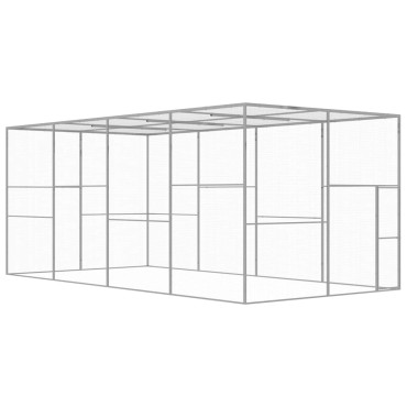 vidaXL Κλουβί Γάτας 6 x 3 x 2,5 μ. από Γαλβανισμένο Χάλυβα