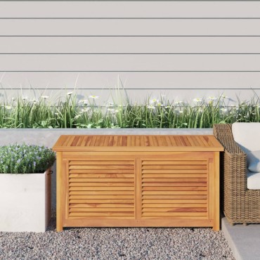 vidaXL Μπαούλο Αποθήκευσης Κήπου με Τσάντα 114x50x58cm Μασίφ Ξύλο Teak 1 τεμ.