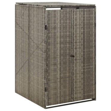 vidaXL Πλαίσιο για Κάδο Απορρ. με Ρόδες Γκρι 70x80x117 εκ. Συνθ. Ρατάν