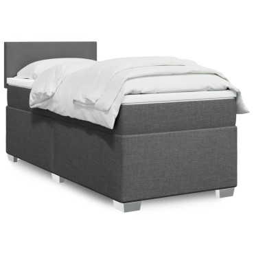 vidaXL Κρεβάτι Boxspring με Στρώμα Σκούρο Γκρι 80x200 εκ. Υφασμάτινο